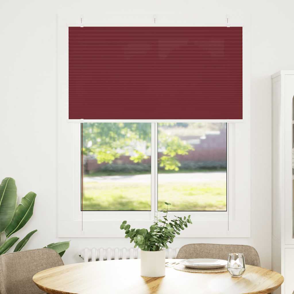 vidaXL Plissé rolgordijn 105x100cm stofbreedte 104,4cm bordeauxrood afbeelding