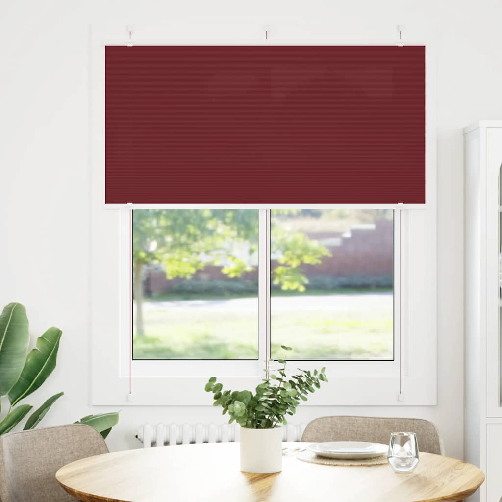 vidaXL Plissé rolgordijn 115x100cm stofbreedte 114,4cm bordeauxrood afbeelding