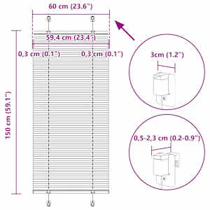Plisovaná roleta krémová 60x150 cm Šířka látky 59,4cm Polyester - obrázek 14