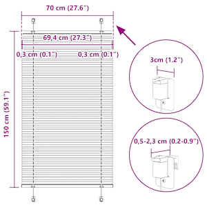 Plisovaná roleta krémová 70x150 cm Šířka látky 69,4cm Polyester - obrázek 14