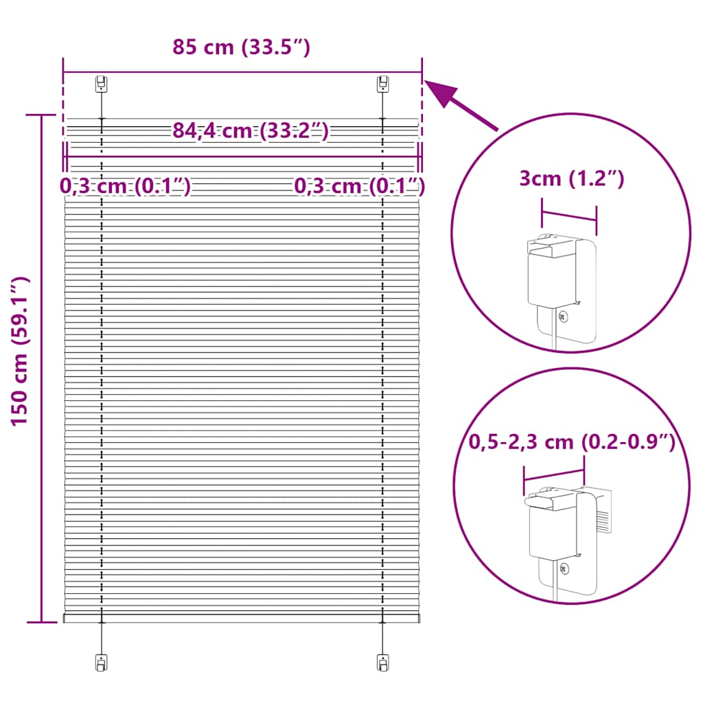 Plisovaná roleta krémová 85x150 cm Šířka látky 84,4cm Polyester - obrázek 14