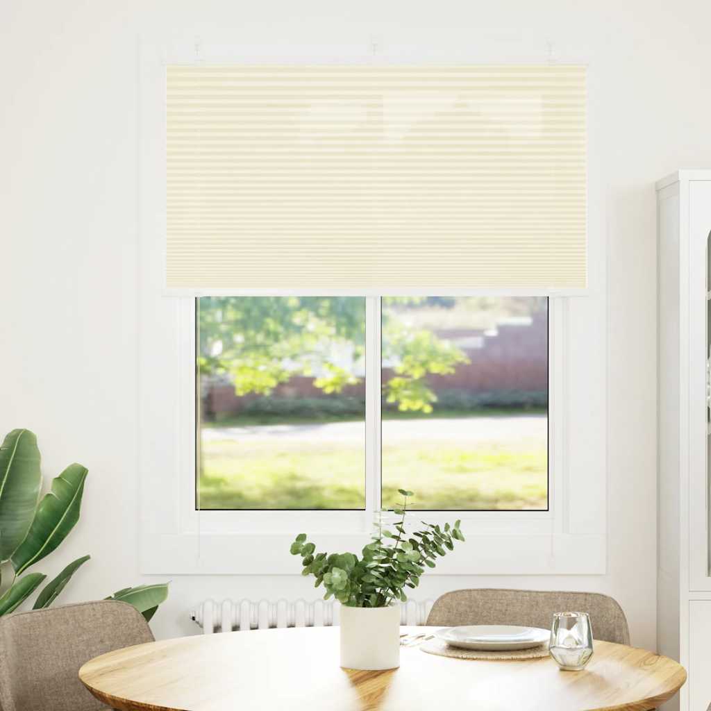 vidaXL Plissé rolgordijn 105x150cm stofbreedte 104,4cm polyester crème afbeelding
