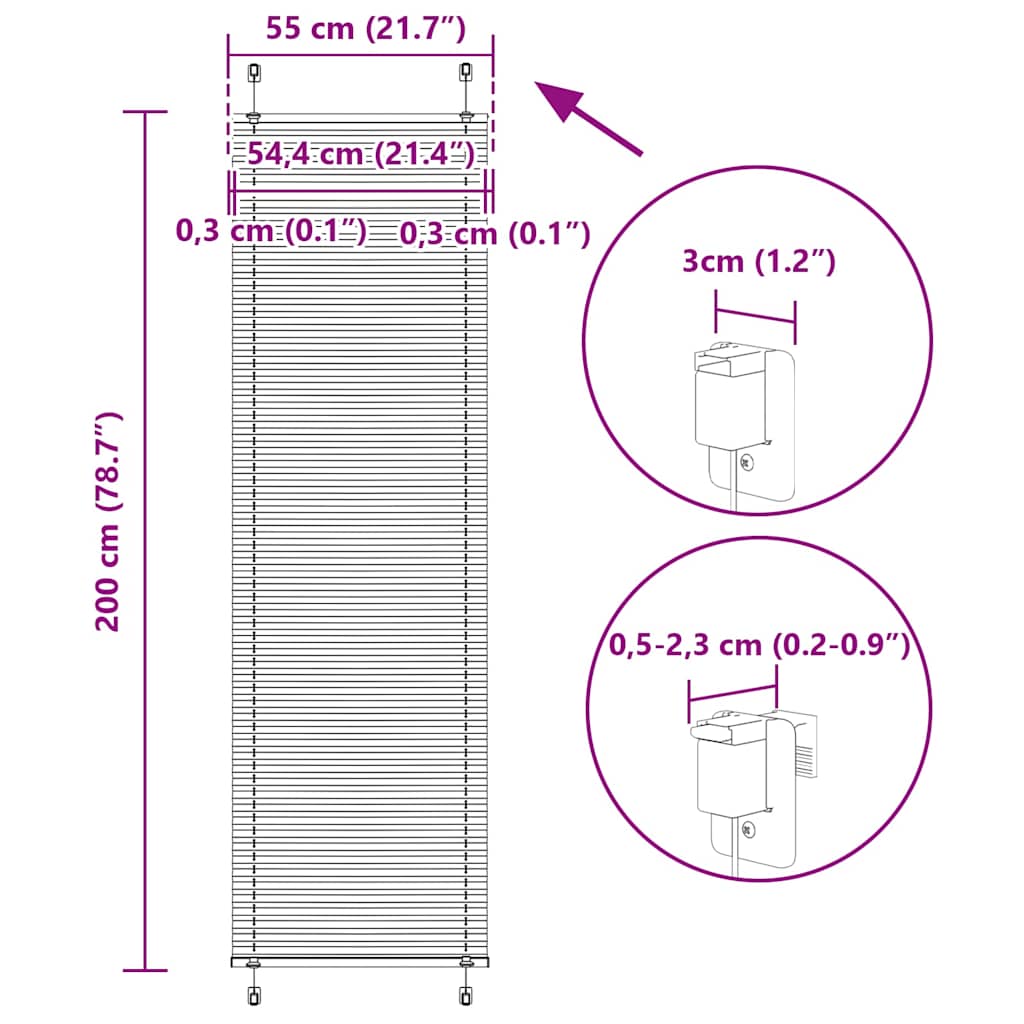 Plisovaná roleta světle šedá 55x200 cm Šířka látky 54,4 cm - obrázek 14