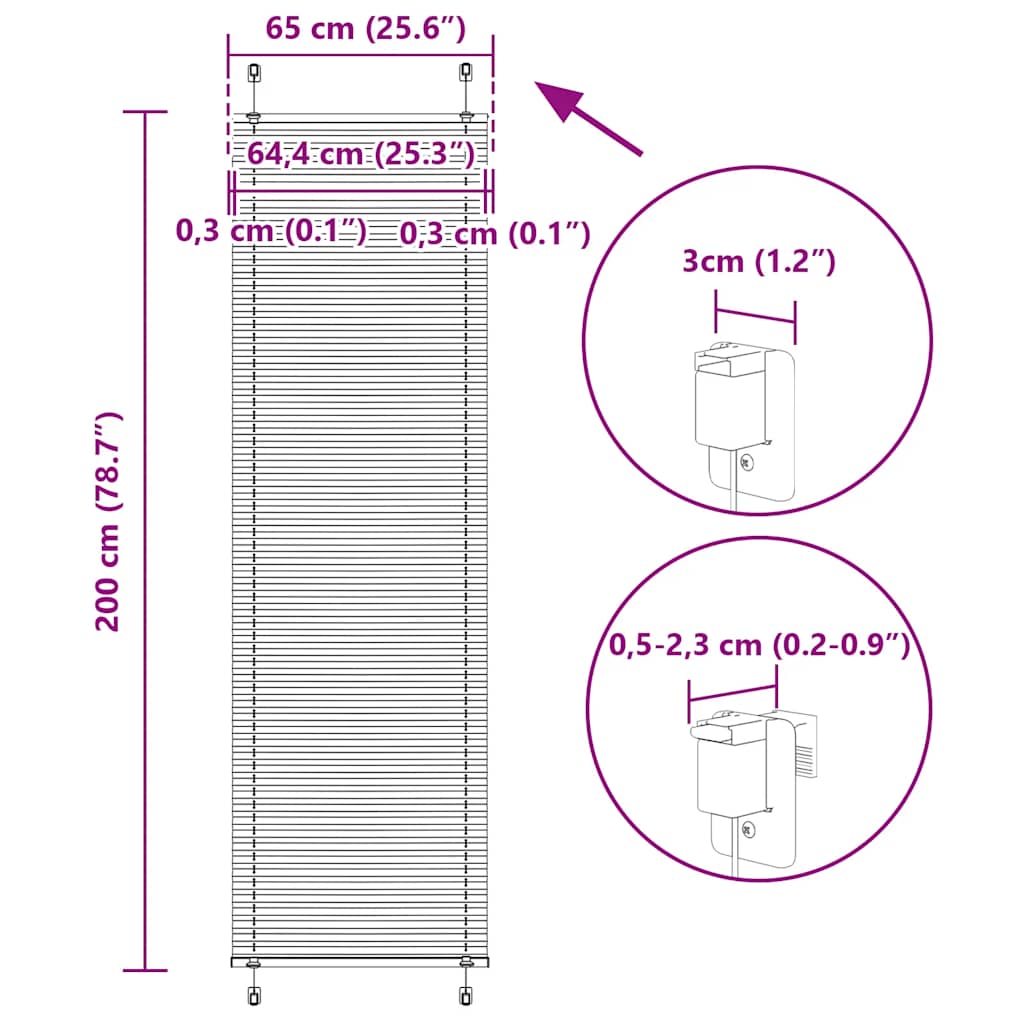 Plisovaná roleta světle šedá 65x200 cm Šířka látky 64,4 cm - obrázek 14