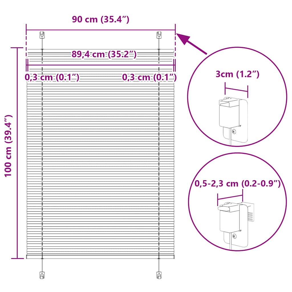 Plisovaná roleta růžová 90x100 cm Šířka látky 89,4 cm Polyester - obrázek 14