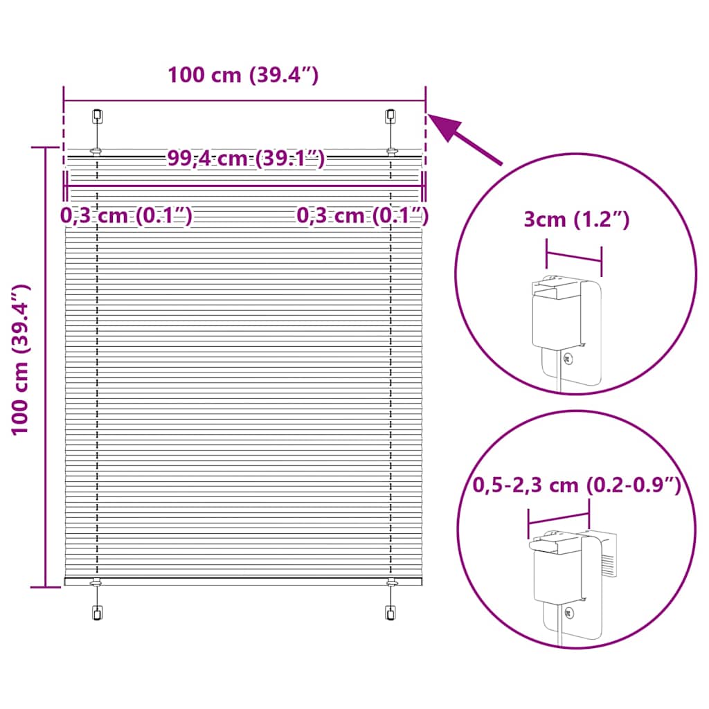 Plisovaná roleta růžová 100x100cm Šířka látky 99,4 cm Polyester - obrázek 14