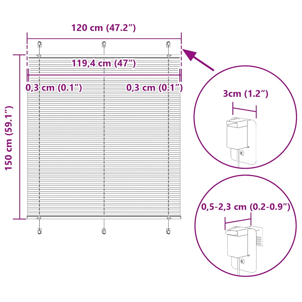 Plisovaná roleta růžová 120x150cm Šířka látky 119,4cm Polyester - obrázek 14