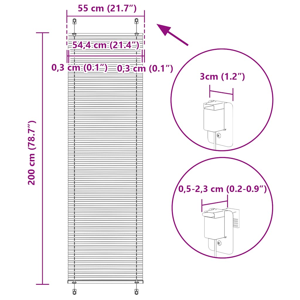 Plisovaná roleta růžová 55x200 cm Šířka látky 54,4 cm Polyester - obrázek 14