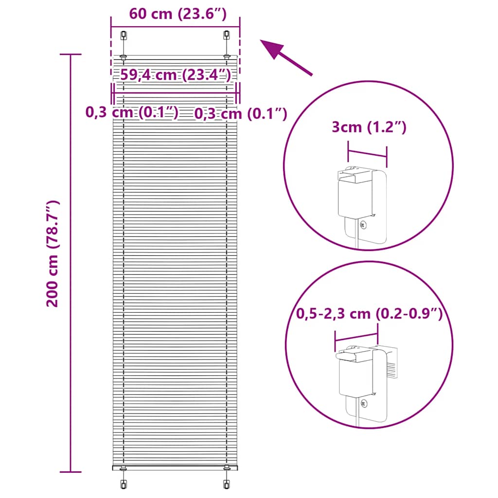 Plisovaná roleta růžová 60x200 cm Šířka látky 59,4 cm Polyester - obrázek 14