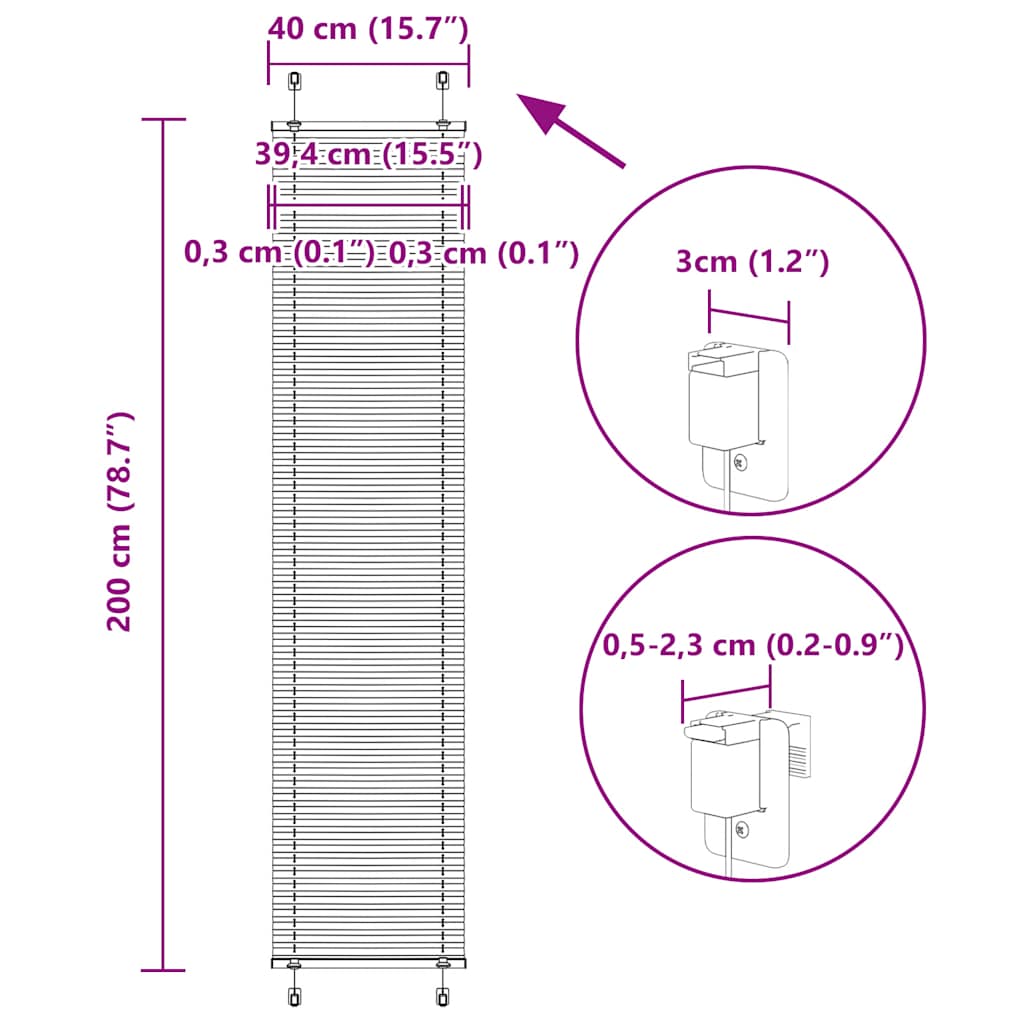 Plisovaná roleta bílá 40x200 cm Šířka látky 39,4 cm Polyester - obrázek 14