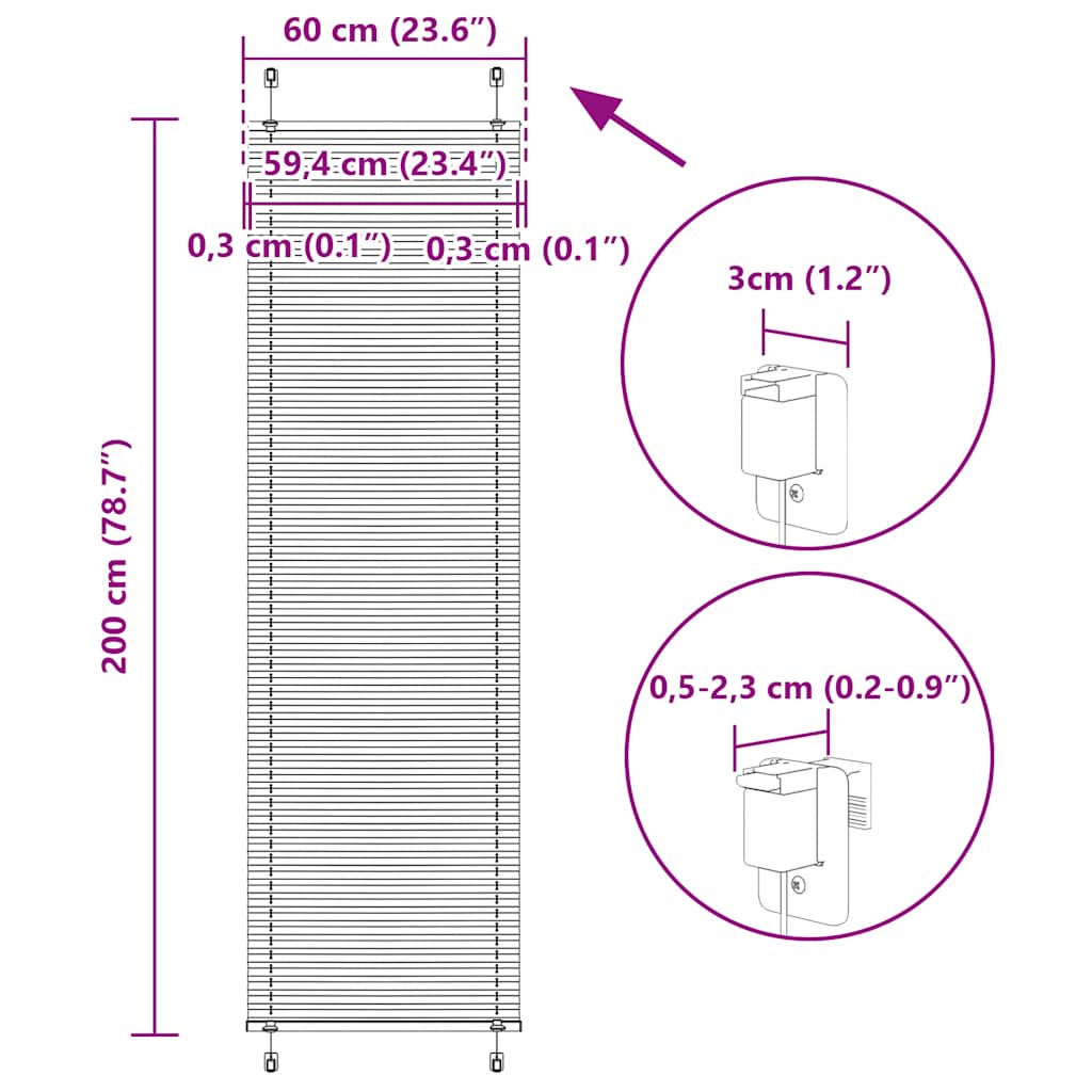 Plisovaná roleta bílá 60x200 cm Šířka látky 59,4 cm Polyester - obrázek 14