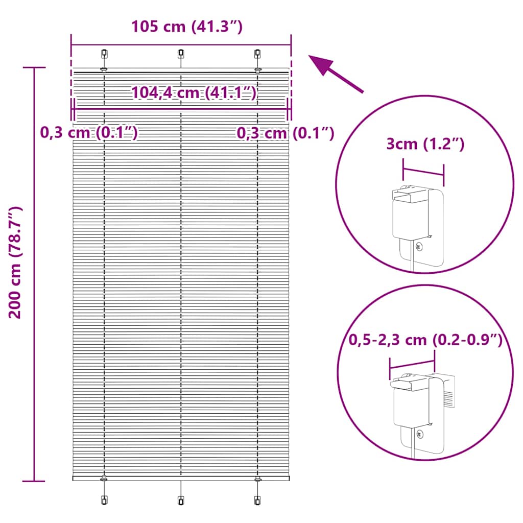 Plisovaná roleta bílá 105x200cm Šířka látky 104,4cm Polyester - obrázek 14