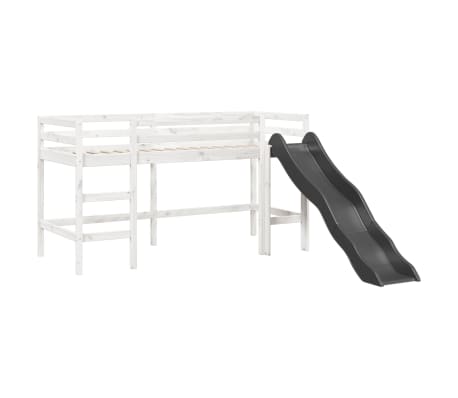 vidaXL feh&eacute;r t&ouml;m&ouml;r fenyőfa gyerek gal&eacute;ria&aacute;gy matrac n&eacute;lk&uuml;l 90 x 200 cm