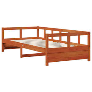 vidaXL Lit de jour sans matelas cire marron 90x190 cm bois pin massif