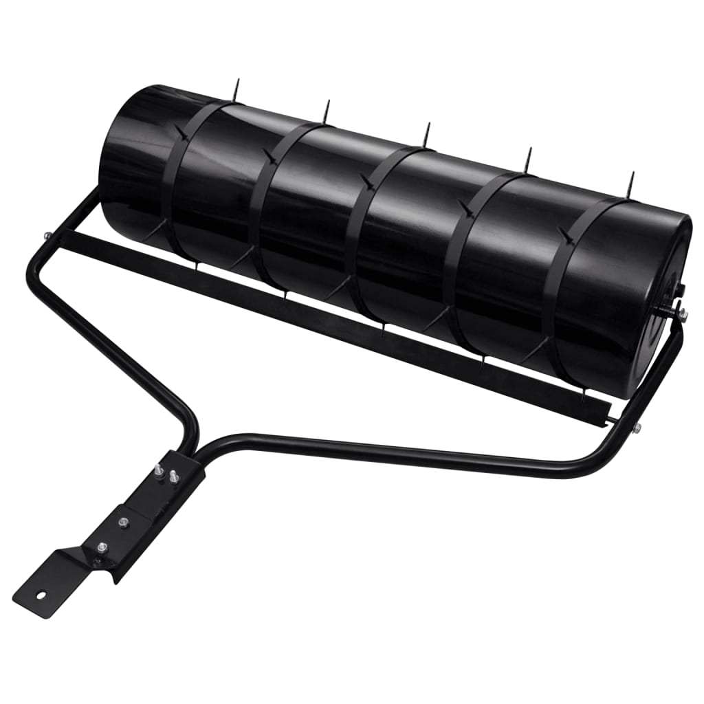 vidaXL Gazonroller trekbaar met beluchtingsklemmen 63 L ijzer zwart