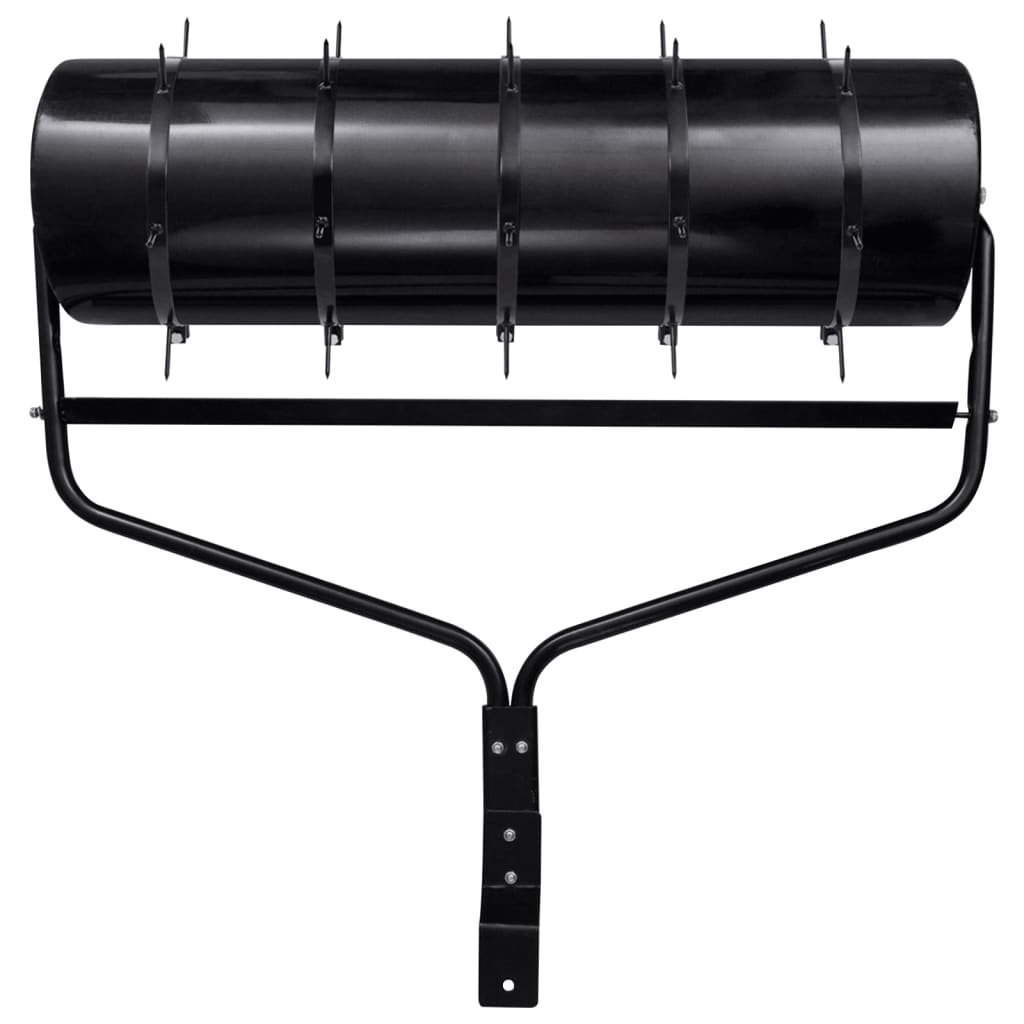 vidaXL Tăvălug gazon de grădină, cleme de aerisire, negru, 63 L, fier