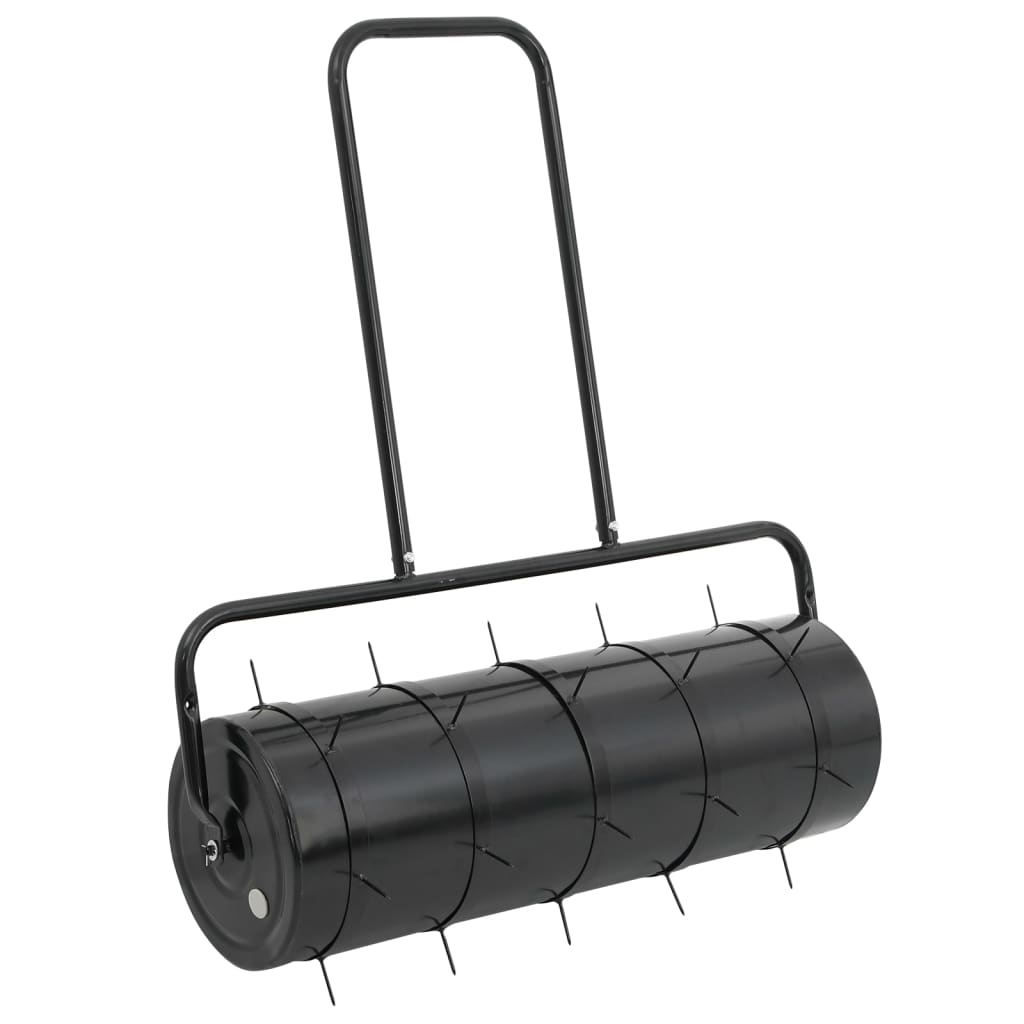 vidaXL Gazonroller trekbaar met beluchtingsklemmen 63 L ijzer en staal zwart