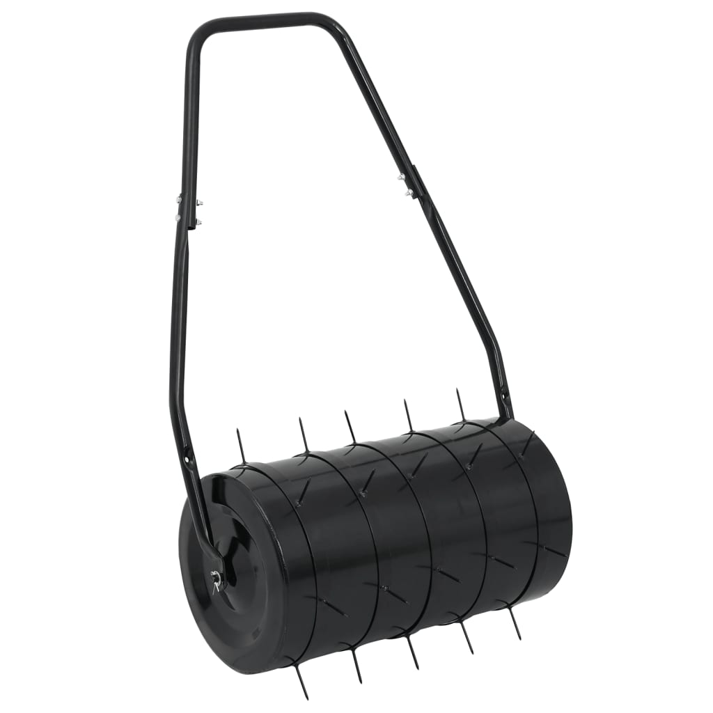 VidaXL Garden Lawn Roller With Aerator Clamps Black 11.1 Gal Iron And Steel