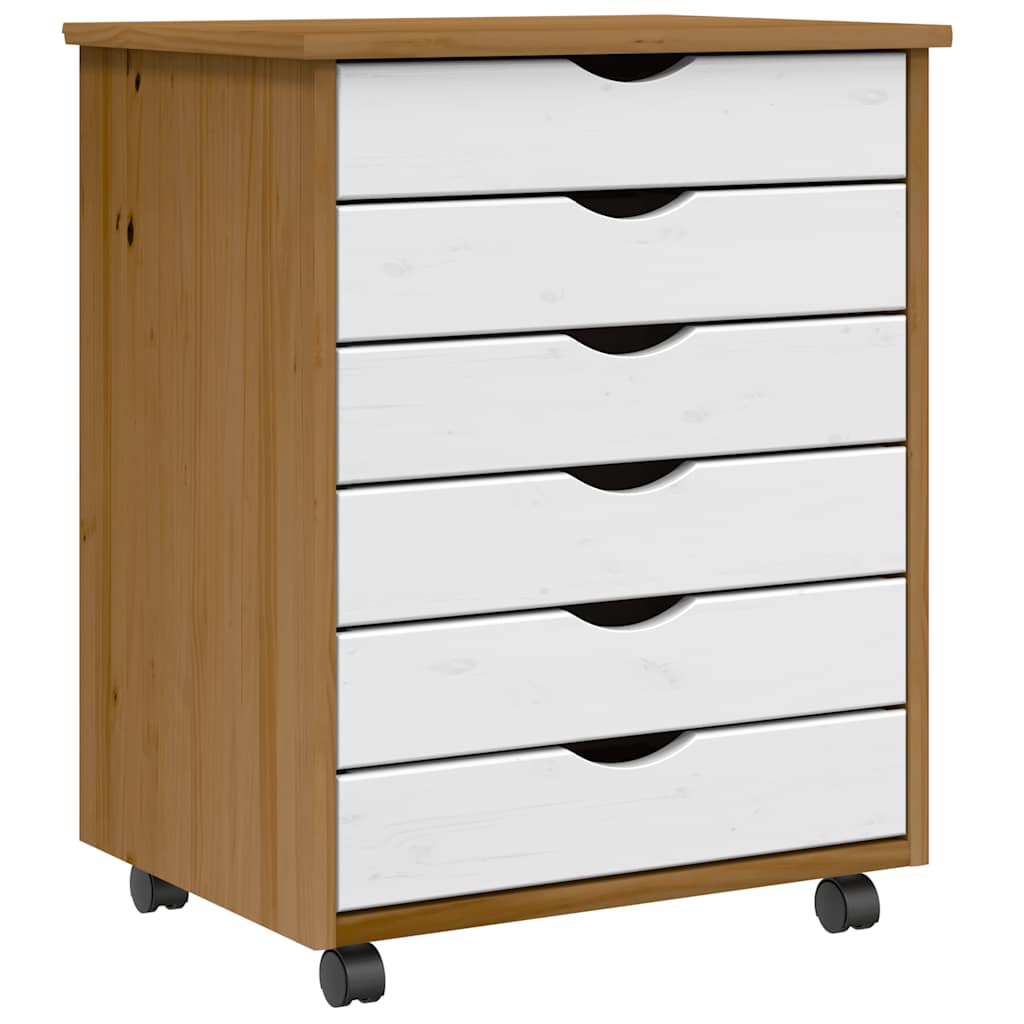 vidaXL Rollschrank mit Schubladen MOSS Honigbraun Massivholz Kiefer