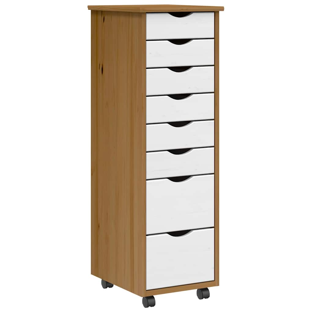 vidaXL Rollschrank mit Schubladen MOSS Honigbraun Massivholz Kiefer