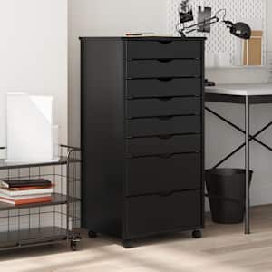 vidaXL Rolling Cabinet with Drawers MOSS Black Solid Wood Pine