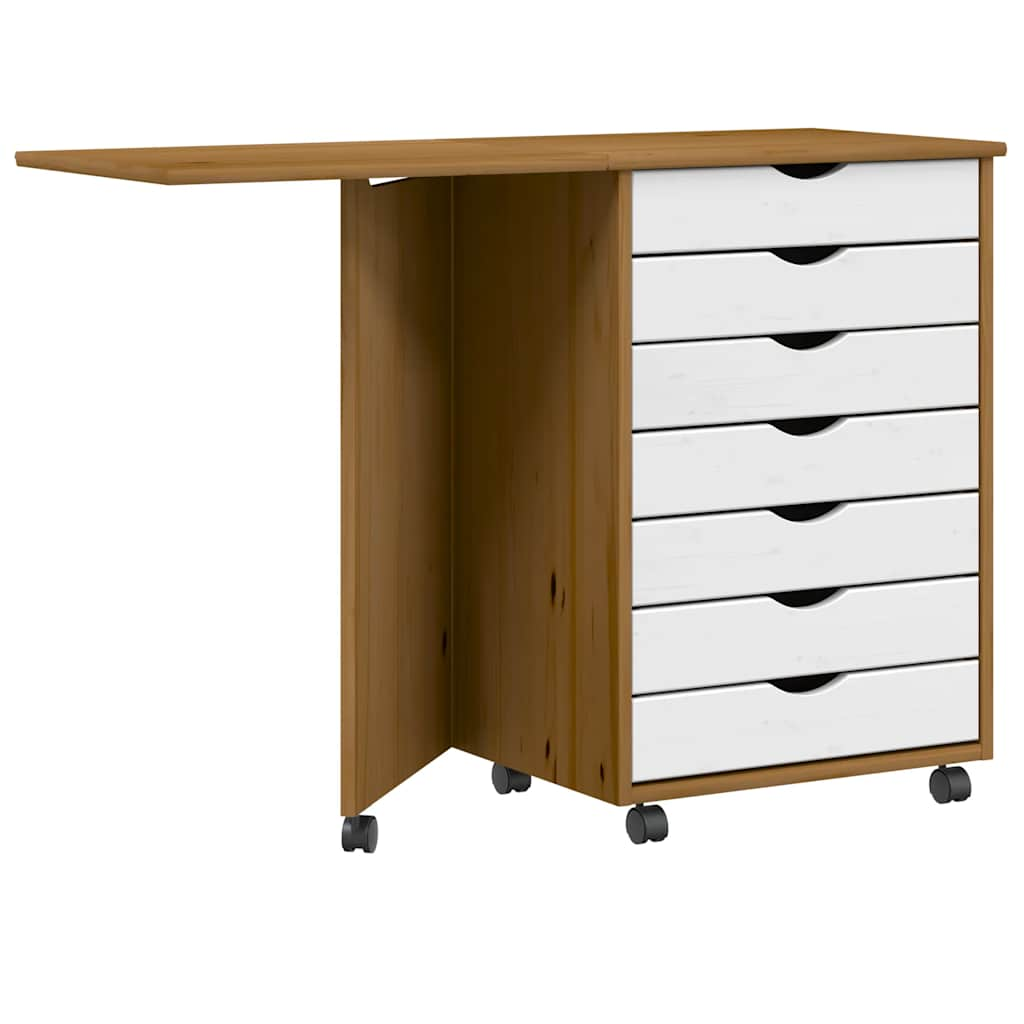 vidaXL Rollschrank mit Schreibtisch MOSS Honigbraun Massivholz Kiefer