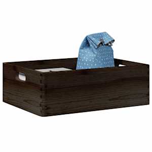 Lesena škatla s pokrovom črna 40x30x13 cm trdna borovina