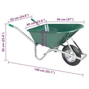Trakař zelený 90 l 150 kg pozinkovaná ocel a plast - obrázek 8