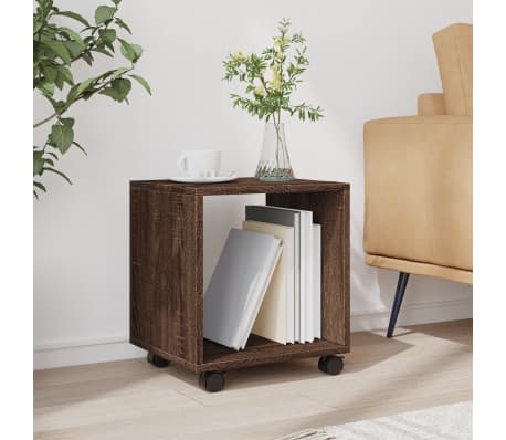 vidaXL Rolling Cabinet Brown Oak Engineered Wood 14.6x13.0x16.7 in