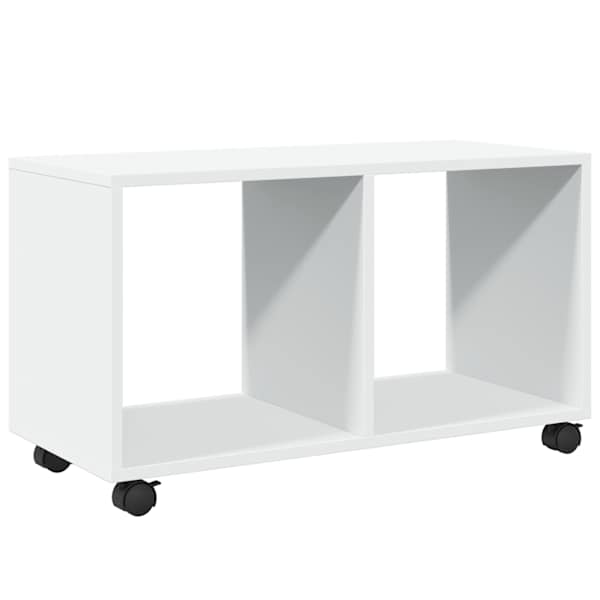 vidaXL ratastel kapp, valge, 72x33x42,5 cm, tehispuit