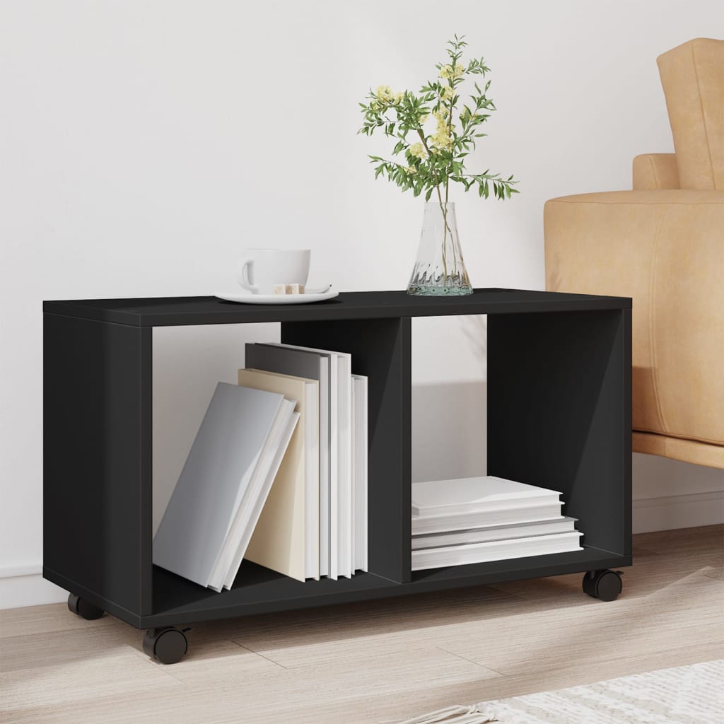 vidaXL Rolkast 72x33x42,5 cm bewerkt hout zwart afbeelding