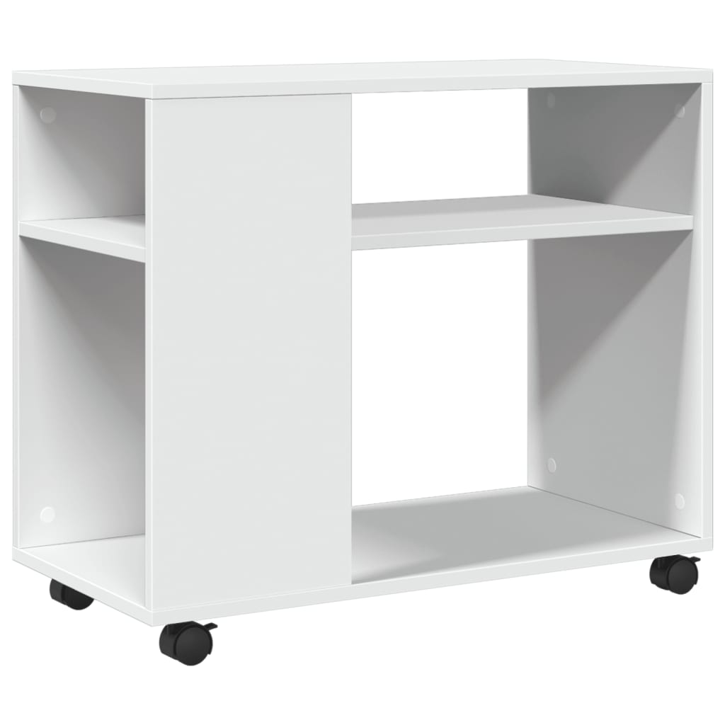 vidaXL Odkládací stolek na kolečkách bílý 70x35x60 cm kompozitní dřevo