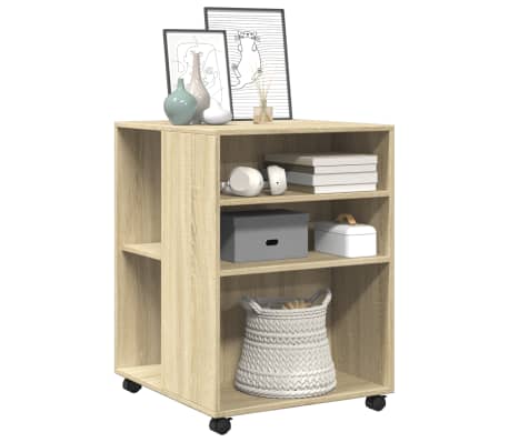 vidaXL Side Table with Wheels Sonoma Oak 55x60x78 cm Engineered Wood