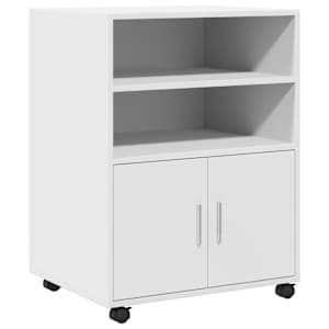 vidaXL ratastel kapp, valge, 60 x 48 x 81 cm, tehispuit