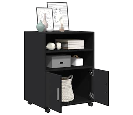 vidaXL Armario con ruedas madera de ingenier&iacute;a negro 60x48x81 cm