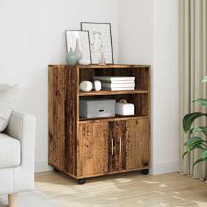Skříňka na kolečkách old wood 60x48x81 cm kompozitní dřevo - obrázek 1