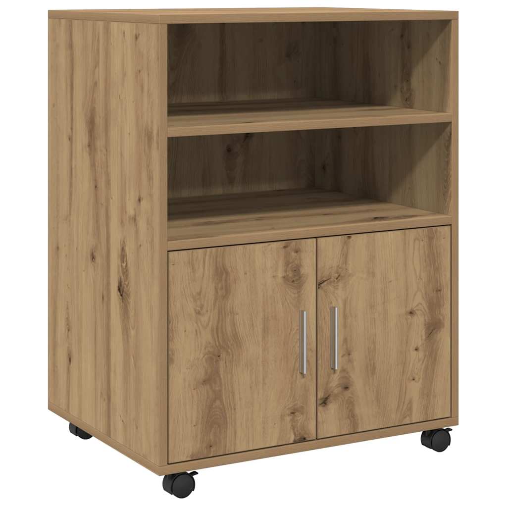 vidaXL Skříňka na kolečkách dub artisan 60x48x81 cm kompozitní dřevo