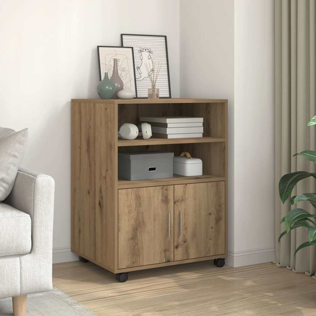 vidaXL Dulap cu roți, stejar artizanal, 60x48x81 cm, lemn prelucrat