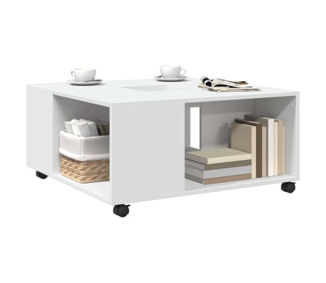 vidaXL Table basse blanc 80x80x40 cm bois d'ing&eacute;nierie