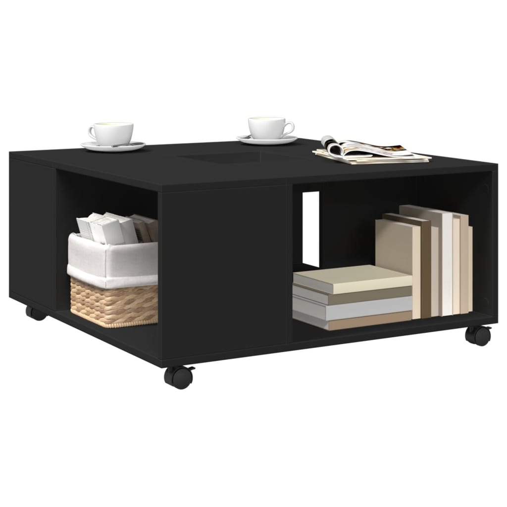 vidaXL Salontafel 80x80x40 cm bewerkt hout zwart afbeelding