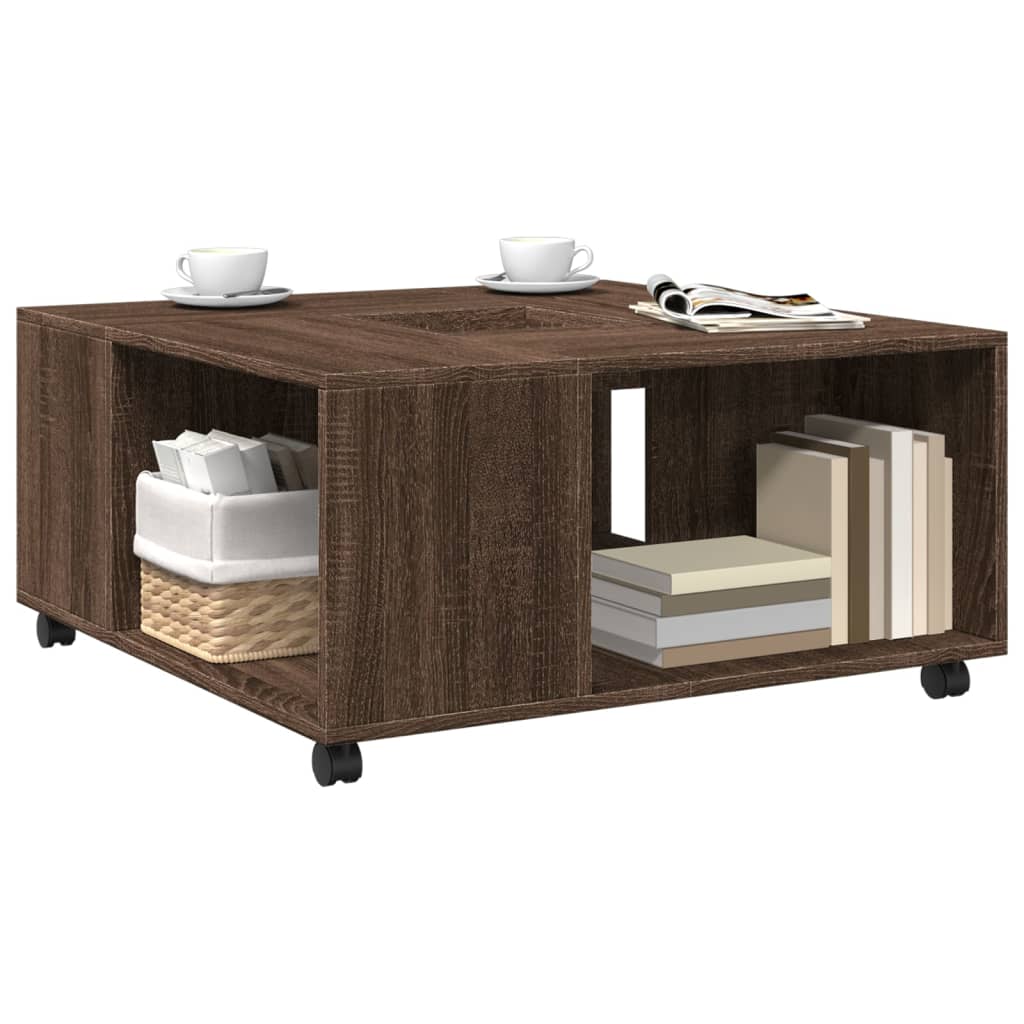 vidaXL Salontafel 80x80x40 cm bewerkt hout bruin eikenkleur afbeelding