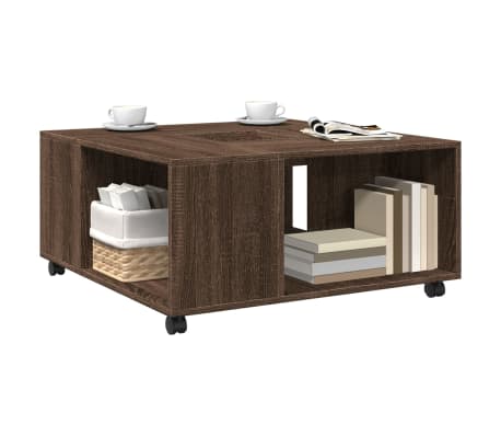 vidaXL S&oacute;fabor&eth; Br&uacute;nn Eikarlitur 80x80x40 cm Samsettur Vi&eth;ur