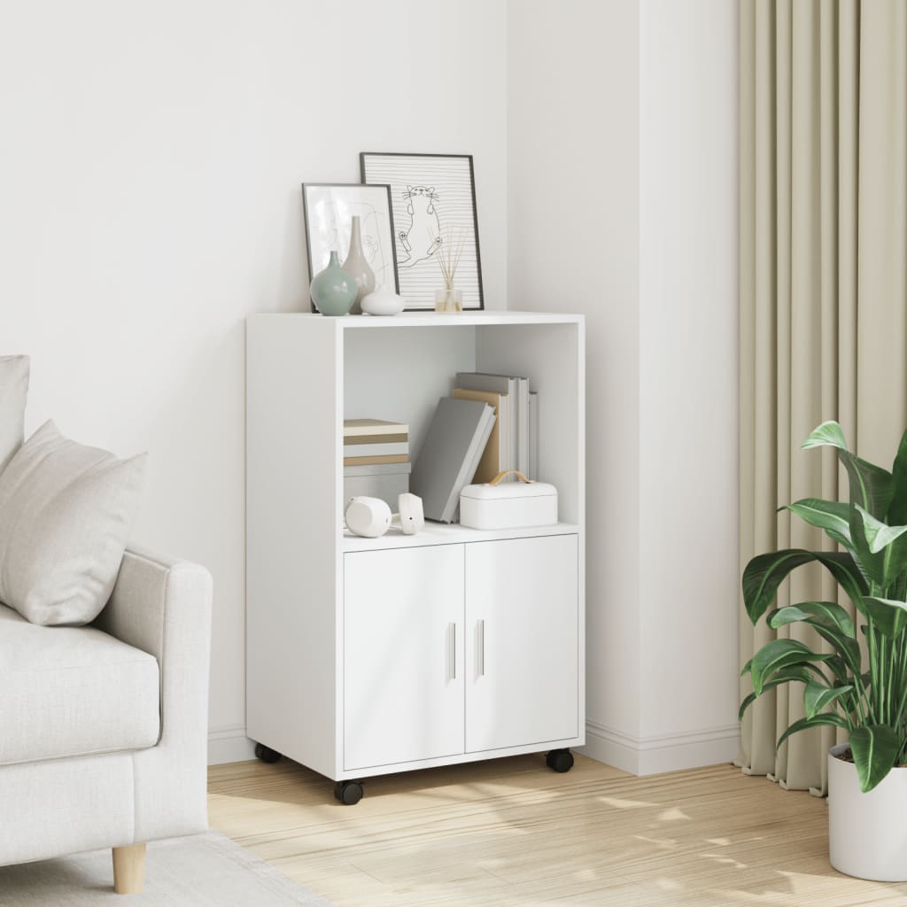 vidaXL rullebord 55x40x91 cm konstrueret træ hvid