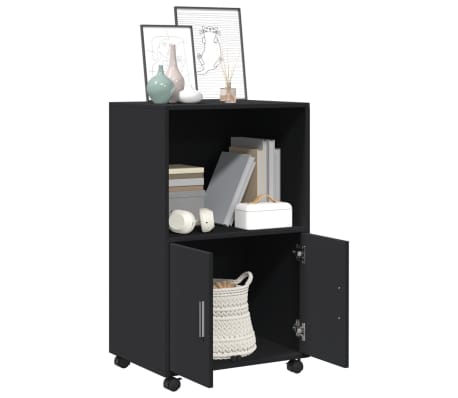 vidaXL fekete szerelt fa kerekes szekr&eacute;ny 55 x 40 x 91 cm