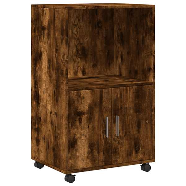 vidaXL ratastel kapp, suitsutatud tamm, 55x40x91 cm, tehispuit
