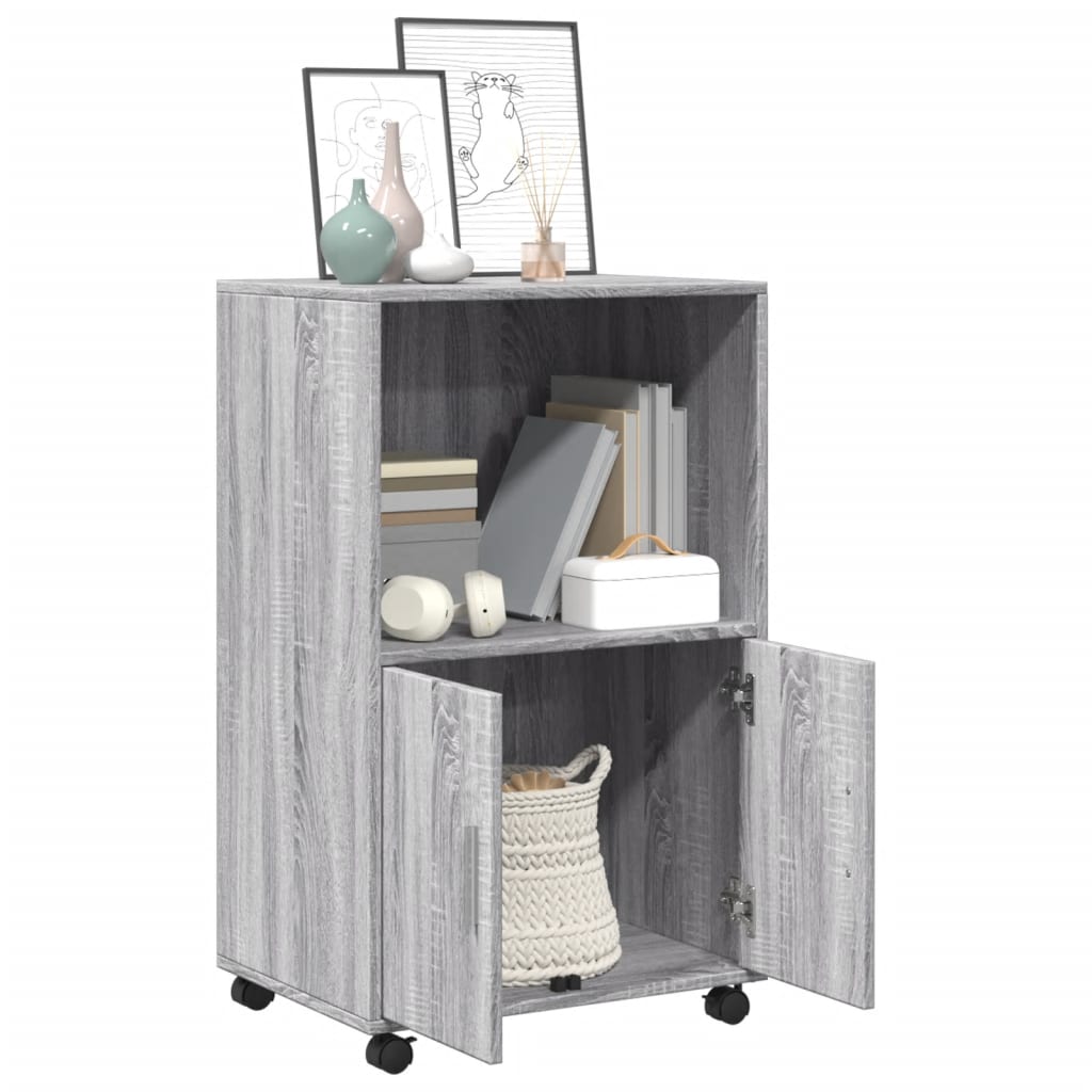 vidaXL Rolkast 55x40x91 cm bewerkt hout grijs sonoma eikenkleurig afbeelding