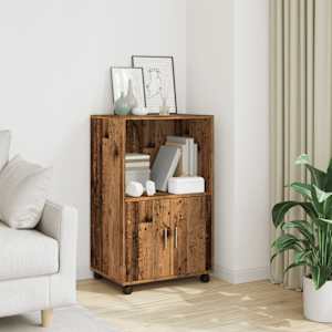 Skříňka na kolečkách old wood 55 x 40 x 91 cm kompozitní dřevo - obrázek 1