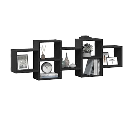 vidaXL Wandregal Schwarz 129x18x42 cm Holzwerkstoff