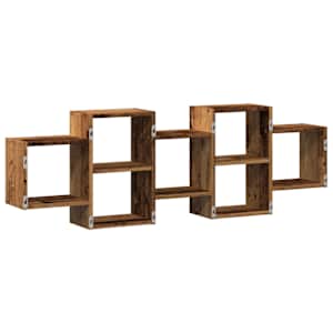 Nástěnná police old wood 129 x 18 x 42 cm kompozitní dřevo - obrázek 6