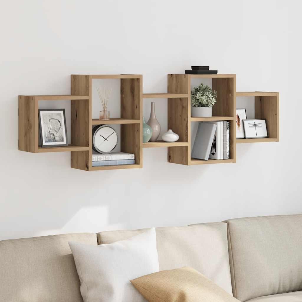 vidaXL Wandregal Artisan-Eiche 129x18x42 cm Holzwerkstoff